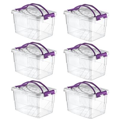 Lot de boîtes de rangement transparentes à poignées - Lot 6 boîtes 13L