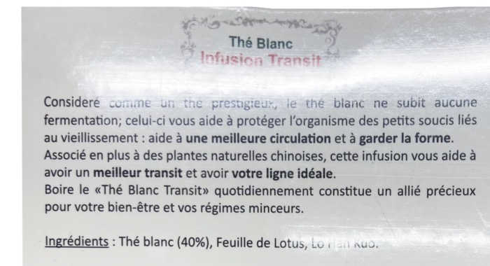 Fine Tonic Thé Blanc Infusion Transit Minceur Bien-Etre 40g/Boite