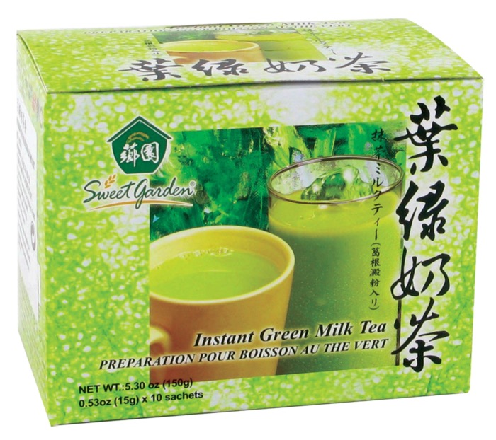 Thé Vert au Lait Instantané Sweet Garden - Thé Vert de Taïwan - 150g/Boîte (15g x 10 Sachets)