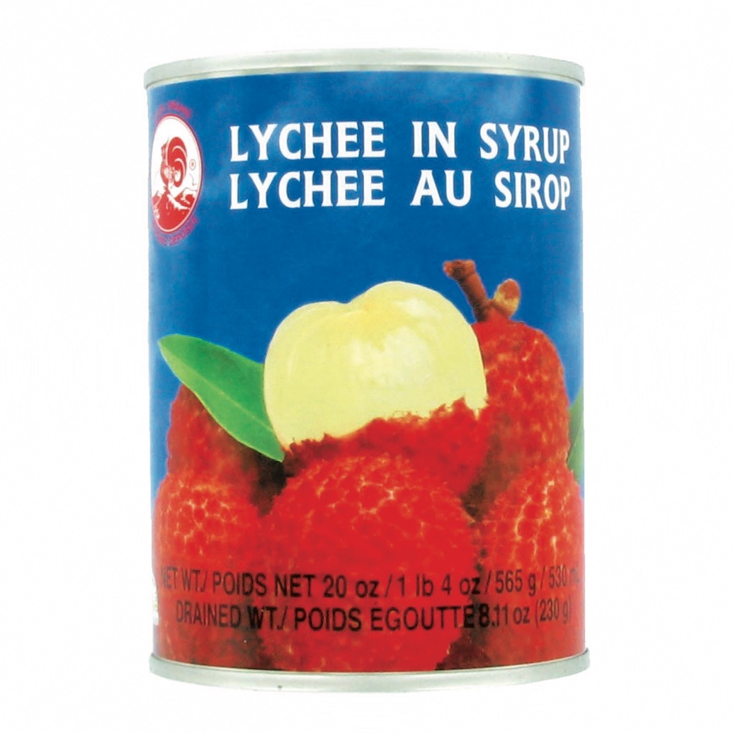 Lychee / Litchi thaïlandais au sirop en conserve - Marque Coq - Fruits exotiques - 565G