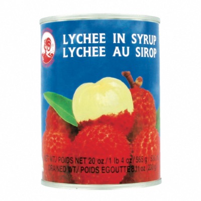 Lychee / Litchi thaïlandais au sirop en conserve - Marque Coq - Fruits exotiques - 565G