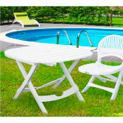 Table de jardin blanche - Pliable - Lot sans chaises