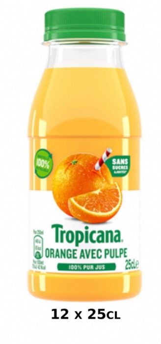 Jus d'Orange avec Pulpe Tropicana 25cl/Bouteille