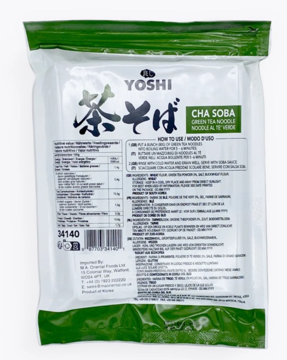 YOSHI Premium Cha Soba, Nouilles Thé Vert 640g/Sachet 