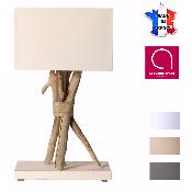 Lampe à poser artisanale en bois flotté naturel - Personnalisable - Fabriquée à la main en France