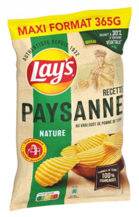 Chips Lay's Recette Paysanne Nature 365g/Sachet