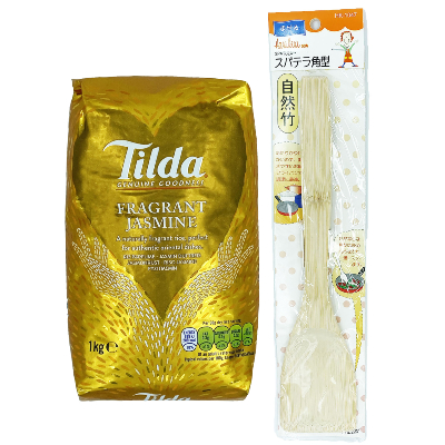 Riz Parfumé au Jasmin qualité AAA + Spatule en bambou offerte - Marque TILDA - Sac de 1KG - Sans gluten