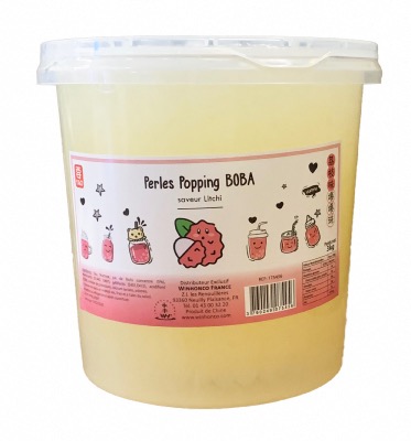 Perles Popping Boba Saveur Litchi pour Bubble Tea 3kg/Pot