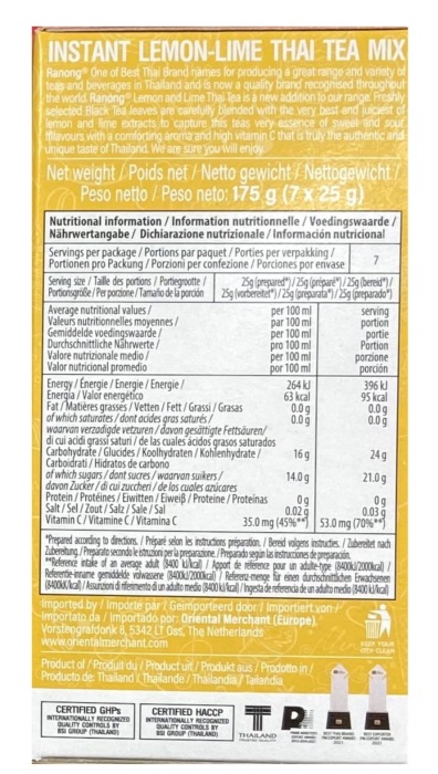 Ranong Thé Citron-Lime Instantané 175g (7 x 25g)/Boite