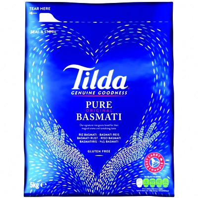 Riz Basmati Long Pure Original - Marque TILDA - Sac de 5KG - Sans gluten