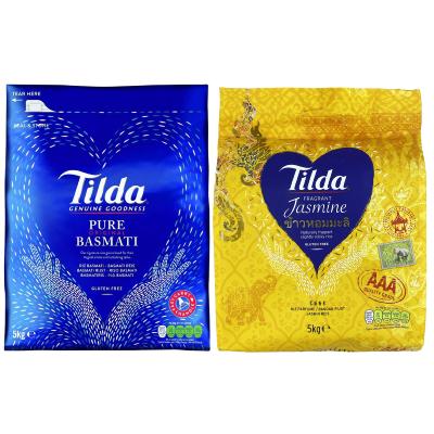 Duo de riz TILDA : Riz Basmati Long Pure Original 5kg + Riz Parfumé au Jasmin 5kg - Sans gluten