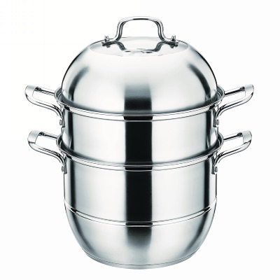 Cuiseur à vapeur / Couscoussier en inox avec 3 étages plateaux - Diamètre 24cm