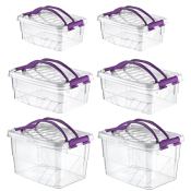 Lot de 6 boîtes de rangement alimentaire transparentes de 3 tailles différentes - 5L, 7L et 13L