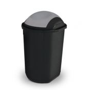 Poubelle 50L avec couvercle basculant - Plastique robuste (noir)