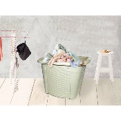 Corbeille à linge carrée en plastique / Bac à linge - Capacité 50L 54x35x28cm (blanc/gris)