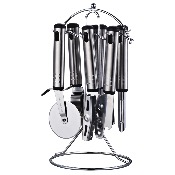 Lot de 6 ustensiles de cuisine multifonctions en inox haute qualité avec support