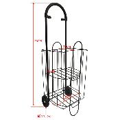 Chariot de courses en métal pliable 2 roues à double niveaux 47L 