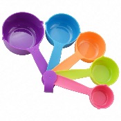 Lot de 5 tasses / cuillères de mesure multicolores pour cuisine et pâtisserie 