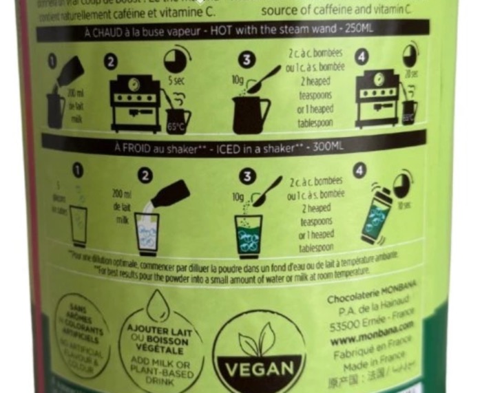 Monbana Matcha Latte 500G/Boite