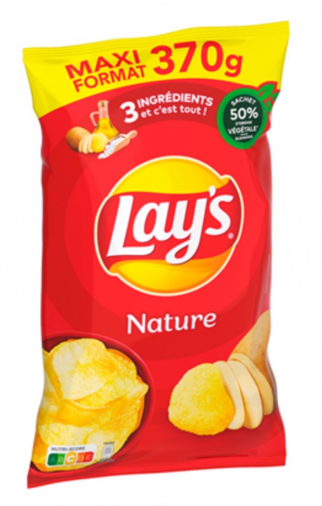 Chips Lay's saveur Nature 370g/Sachet