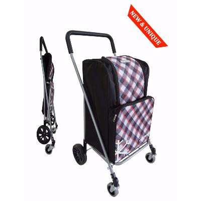 Bo Time Chariot de Courses Monte Escalier 6 Roues Double Utilisation Poche Isotherme Capacit/é 57L