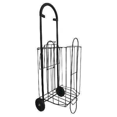 Chariot de courses en métal pliable 2 roues à double niveaux 47L 