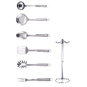 Kit 6 ustensiles de cuisine en inox haute qualité avec support