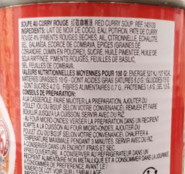Aroy-D Soupe de Curry Rouge 400g/Boite 