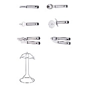 Lot de 6 ustensiles de cuisine multifonctions en inox haute qualité avec support