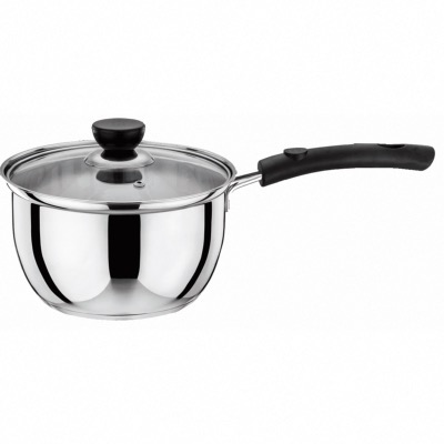 Casserole en inox haute qualité avec couvercle en verre trempé 16CM