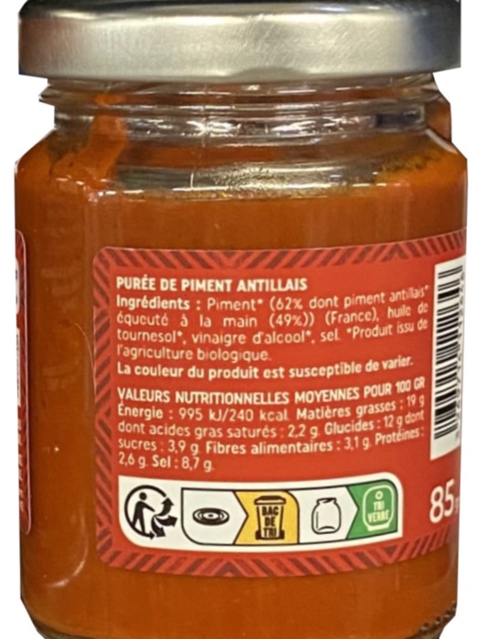 Le Coq Noir Purée de Piment Antillais BIO 85g/Pot