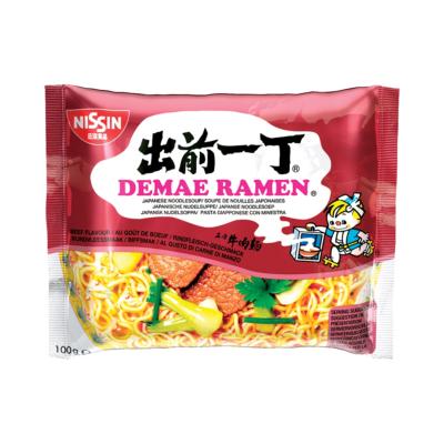 Soupe de nouilles instantanées en sachet saveur Boeuf 100G Demae Ramen - Marque NISSIN