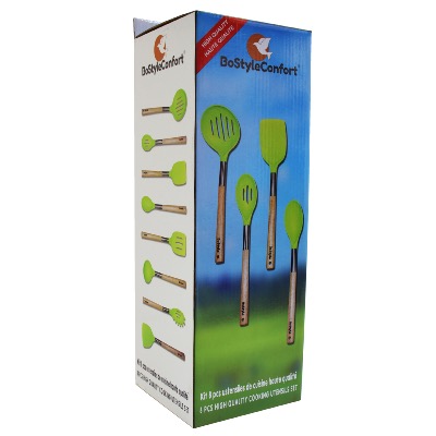 Lot De 8 Ustensiles Cuisine En Silicone Avec Poignées En Bois